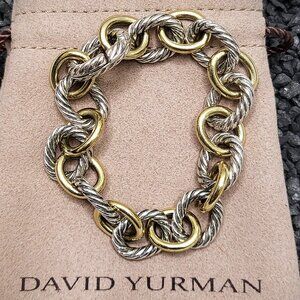 David Yurman Vintage 12mm Two Tone Oval Link Bracelet  7"
